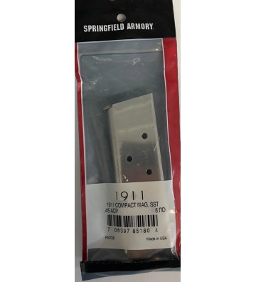 Springfield Armory 1911 .45 ACP 6-rd Compact Magazine Stainless Steel PI4726