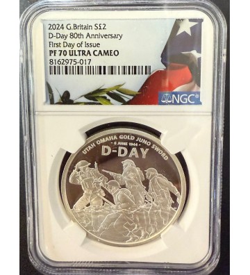 2024 Royal Mint 1oz Silver Proof - 1st day of issue 80th D-DAY - PF70