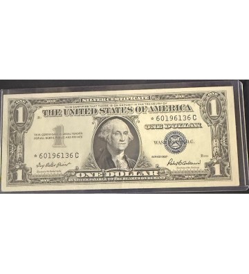 Image 1 of 1957 $1 Silver Certificate Star Note UNC ✯ From Pack Estate Lot