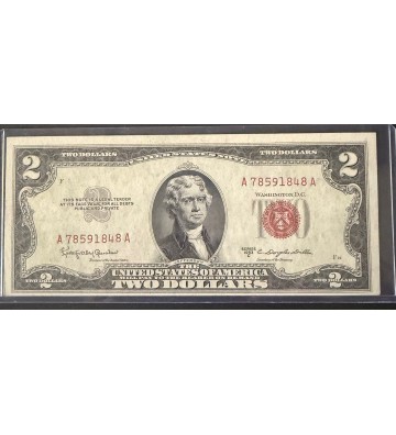 Image 1 of $2 Two Dollar Bill Series 1953C Red Seal Uncirculated