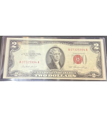 Image 1 of $2 Two Dollar Bill Series 1953 Red Seal. Uncirculated.