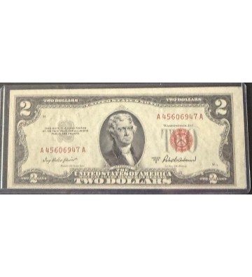 Image 1 of $2 Two Dollar Bill Series 1953A Red Seal Uncirculated