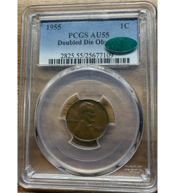 Image 1 of 1955 Doubled Die Lincoln Cent 1c PCGS AU55 CAC