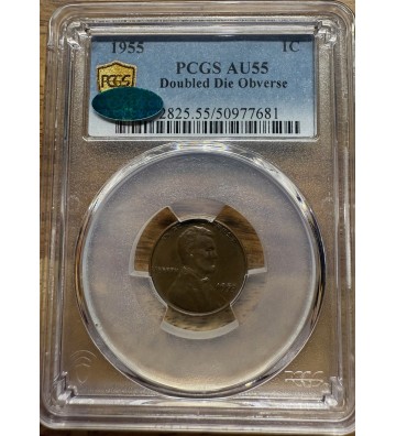 1955 Doubled Die Lincoln Cent 1c PCGS AU55 CAC