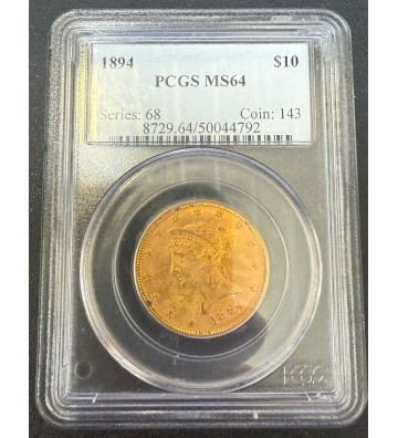 1894 $10 LIBERTY EAGLE PCGS MS64 BEAUTIFUL MS-64 RARE
